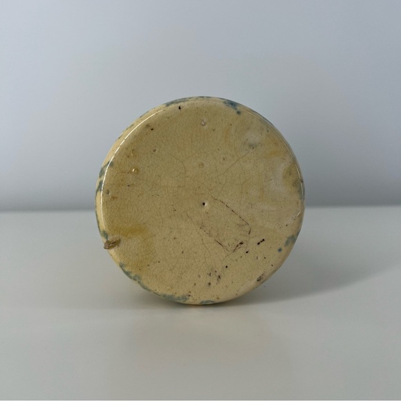 Vintage Small Blue Yellow Spongeware Stoneware Pitcher Vase Ceramic Piece - Picture 6 of 16